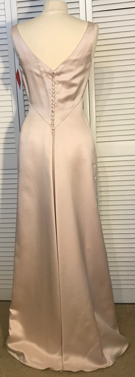 Watters & Watters Women Dress Satin Beige 15 Cover Button Back Size 8