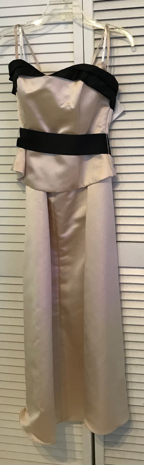 Watters & Watters Women Dress Suit Dress and Top Satin Beige Belt Black Size 8