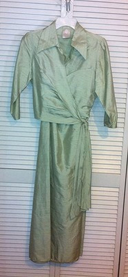 Watters & Watters Women Dress Suit Dress and Top Silk Aqua Size 8