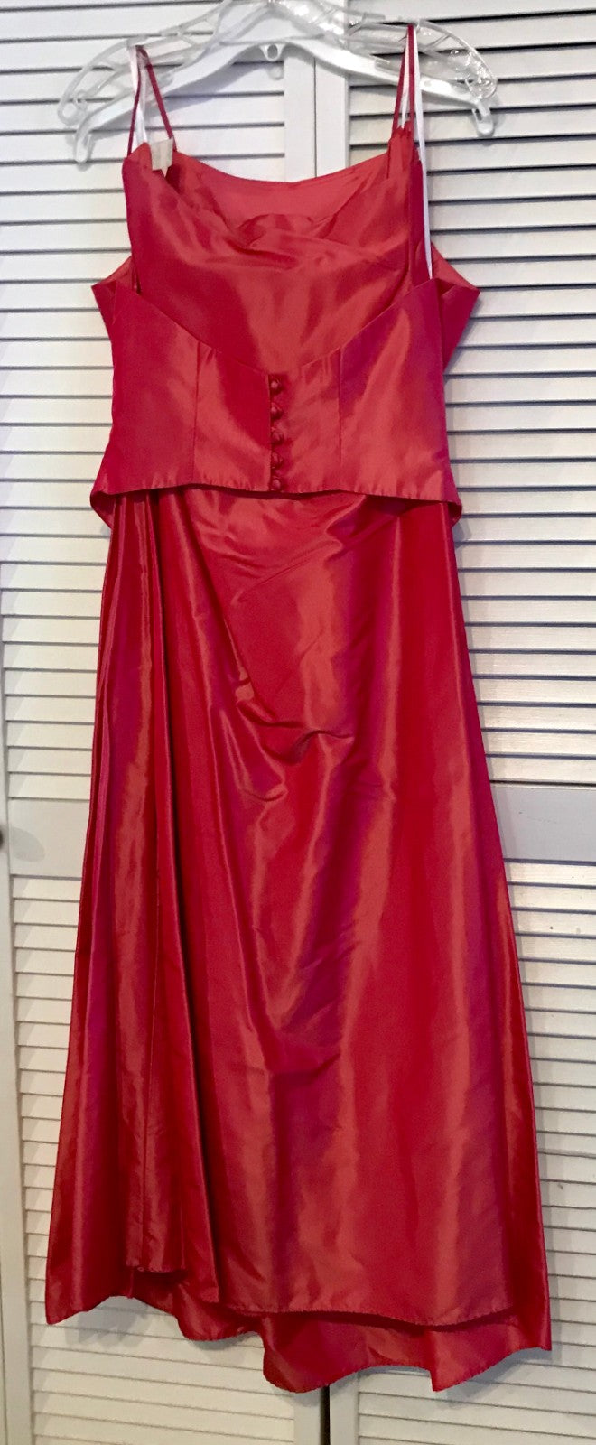 Watters & Watters Women Dress Suit Top 5 Buttons Back + Skirt Taffeta Red Size 8