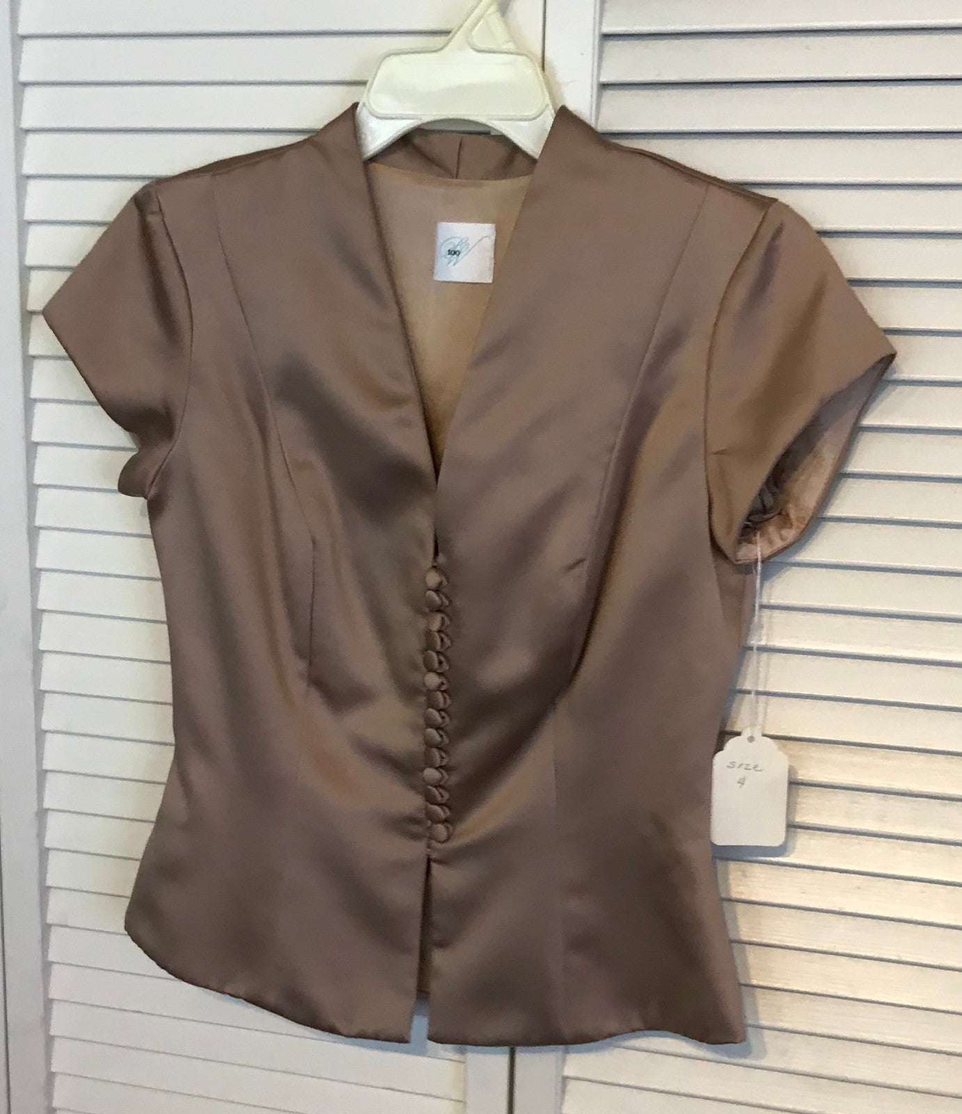 Watters & Watters Women Dress Suit Dress and Top Satin Brown 14-Button Size 4