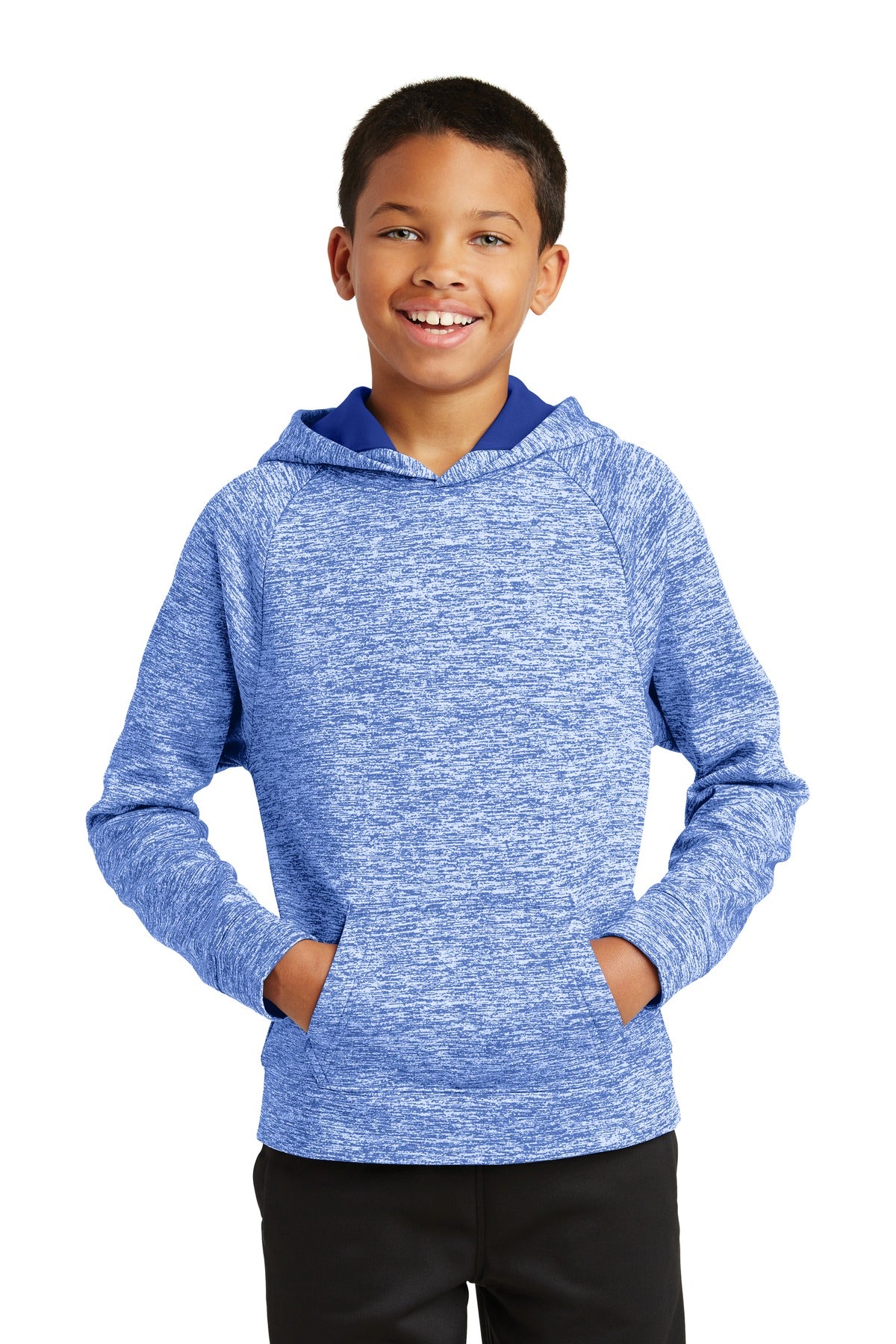 Sport-Tek? Youth PosiCharge? Electric Heather Fleece Hooded Pullover. YST225