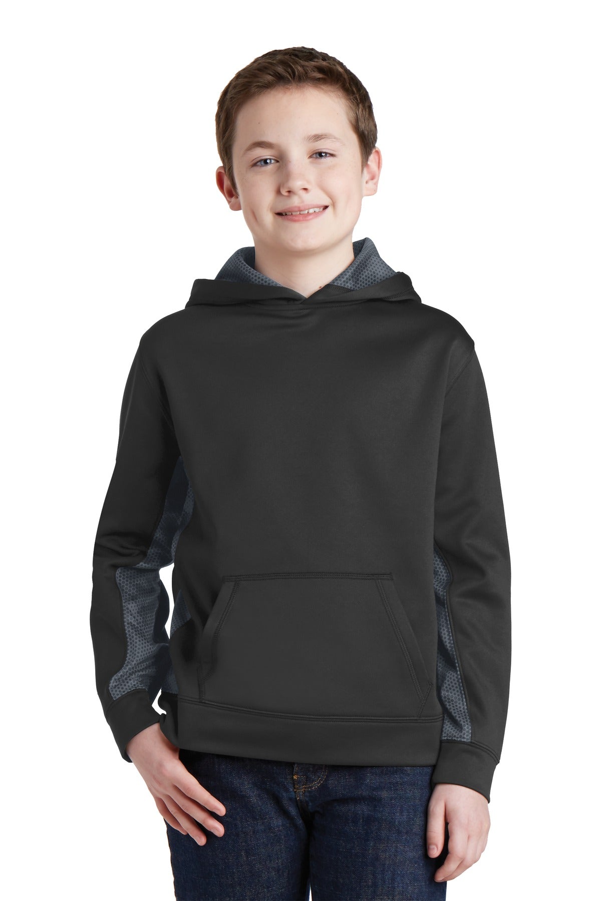 Sport-Tek? Youth Sport-Wick? CamoHex Fleece Colorblock Hooded Pullover.  YST239