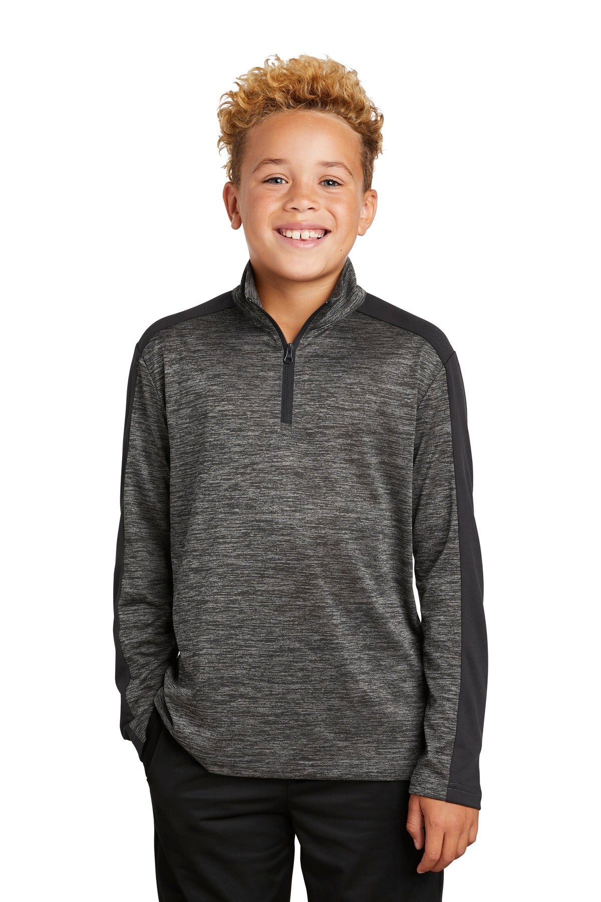 Sport-Tek ? Youth PosiCharge ? Electric Heather Colorblock 1/4-Zip Pullover. YST397