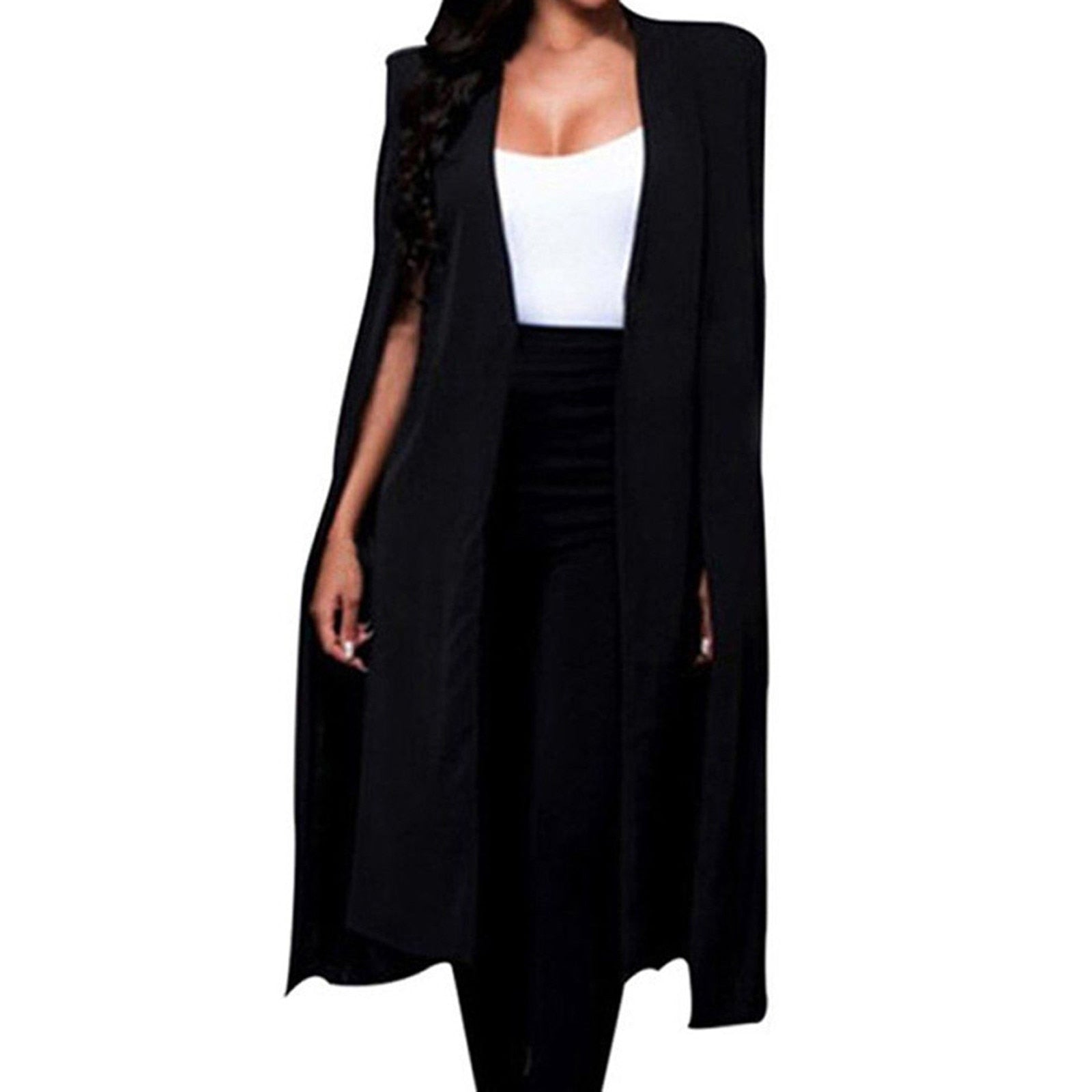 Women Long Coat Cloak Cape Blazer Suit Jacket Trench Poncho Outwear Tops Casual image 0
