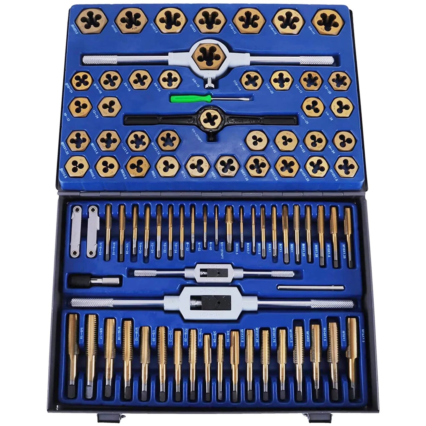 VEVOR Tap and Die Set 86PCS 110PCS Tungsten Steel Titanium Hand Threading Tool image 2