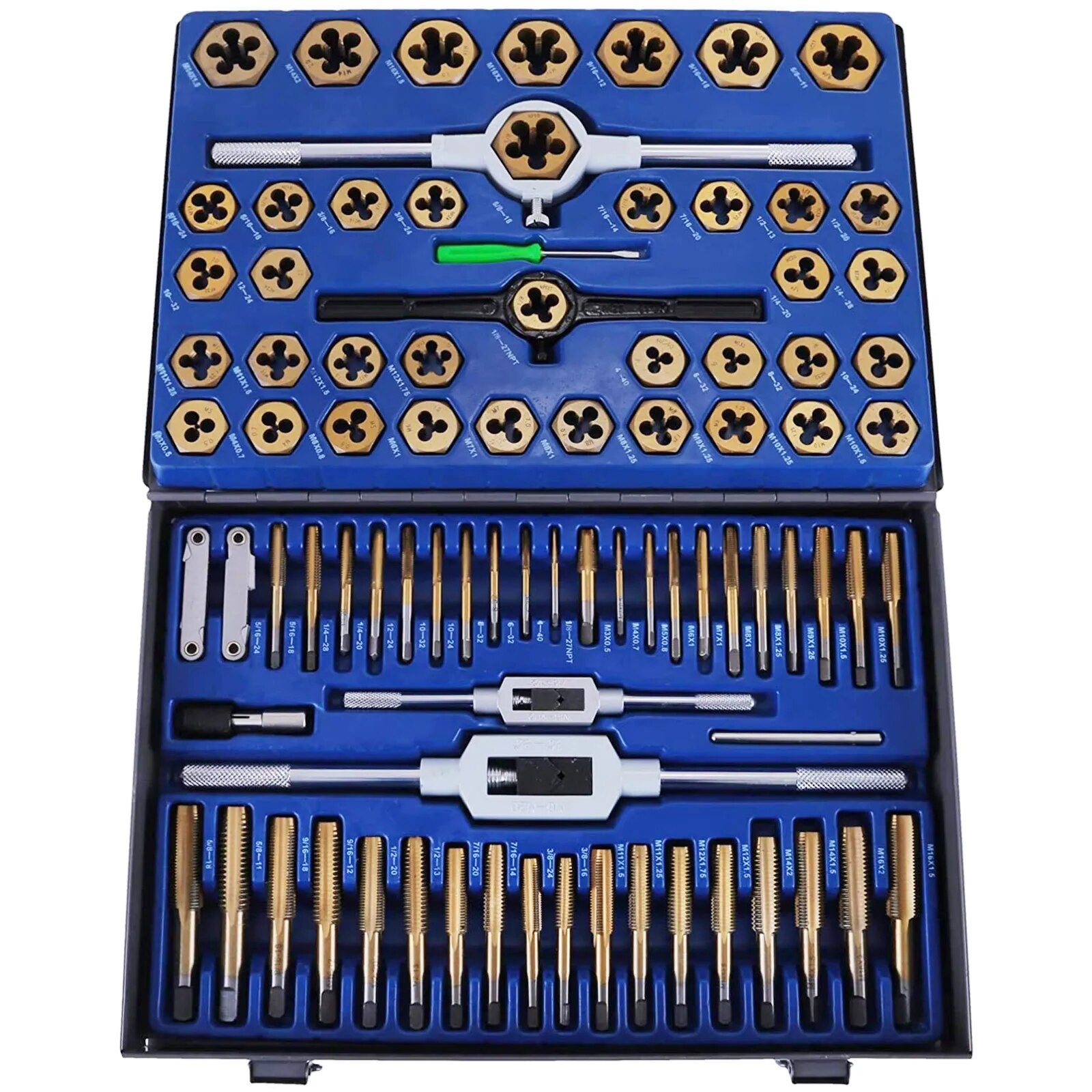 VEVOR Tap and Die Set 86PCS 110PCS Tungsten Steel Titanium Hand Threading Tool image 2