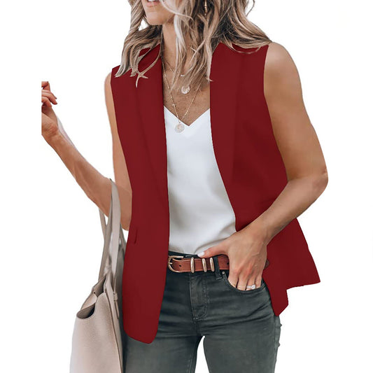 Fashion Office Blazer Vest Women Summer 2022 Turn-down Collar Single Button Was image 0