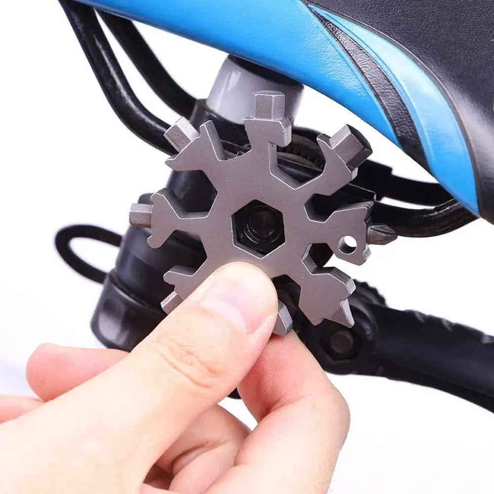 18in1 Snowflake Spanner Keyring Hex Multifunction Outdoor Hike Wrench Key Ring image 12