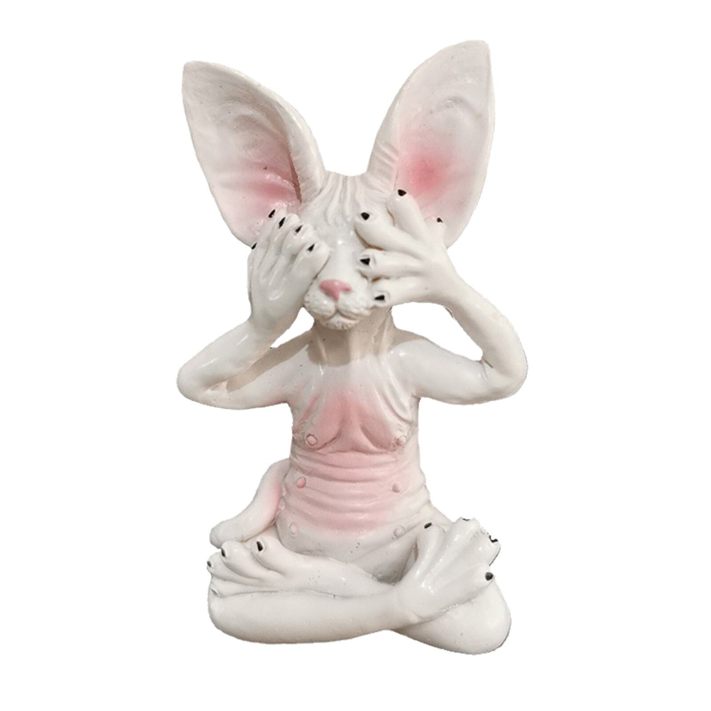 Whimsical Buddha Sphynx Cat Figurine Cover Eyes Meditation Yoga Art Craft image 3