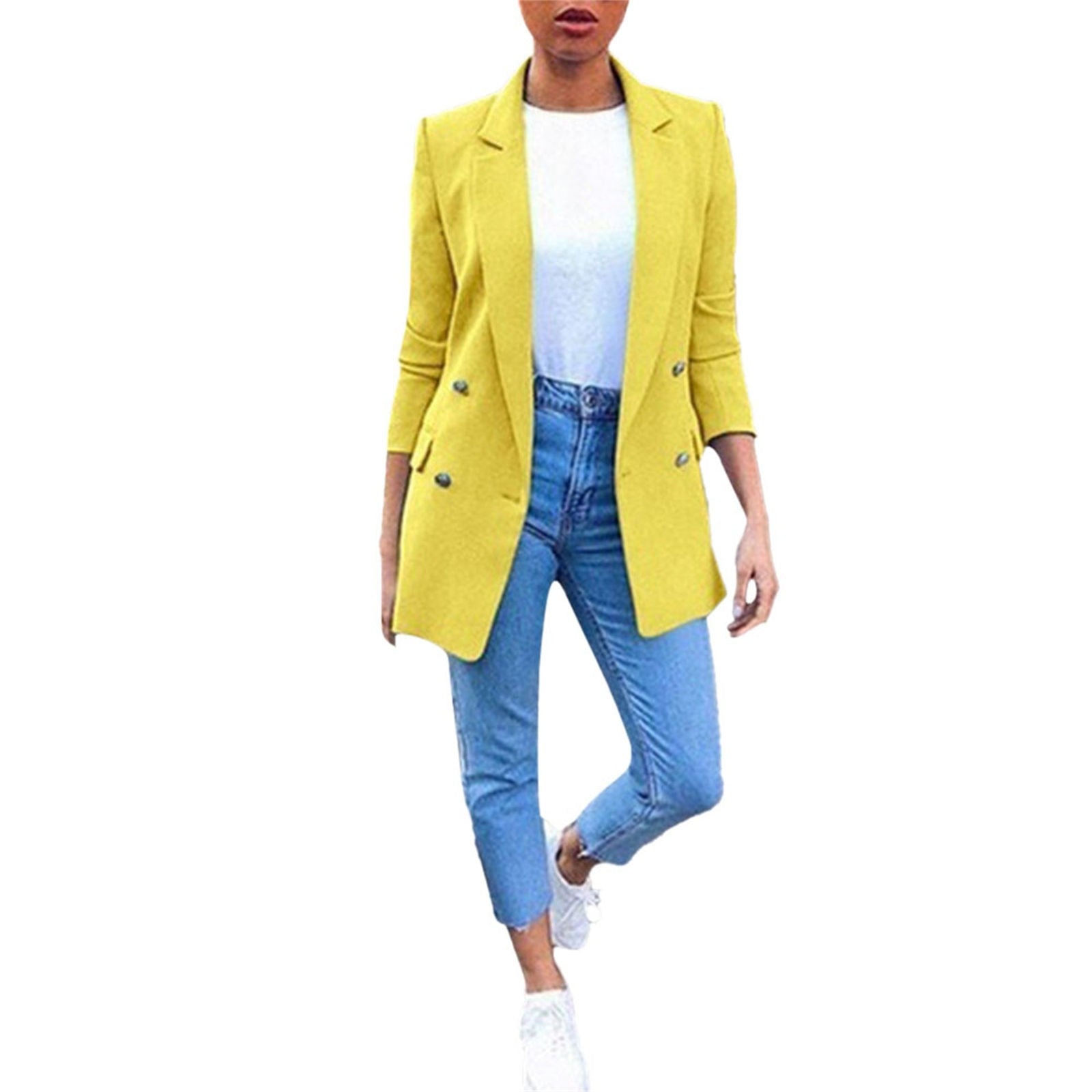 Women's Solid Color Suit Collar Long Sleeved Loose Fitting Suit Jacket image 5