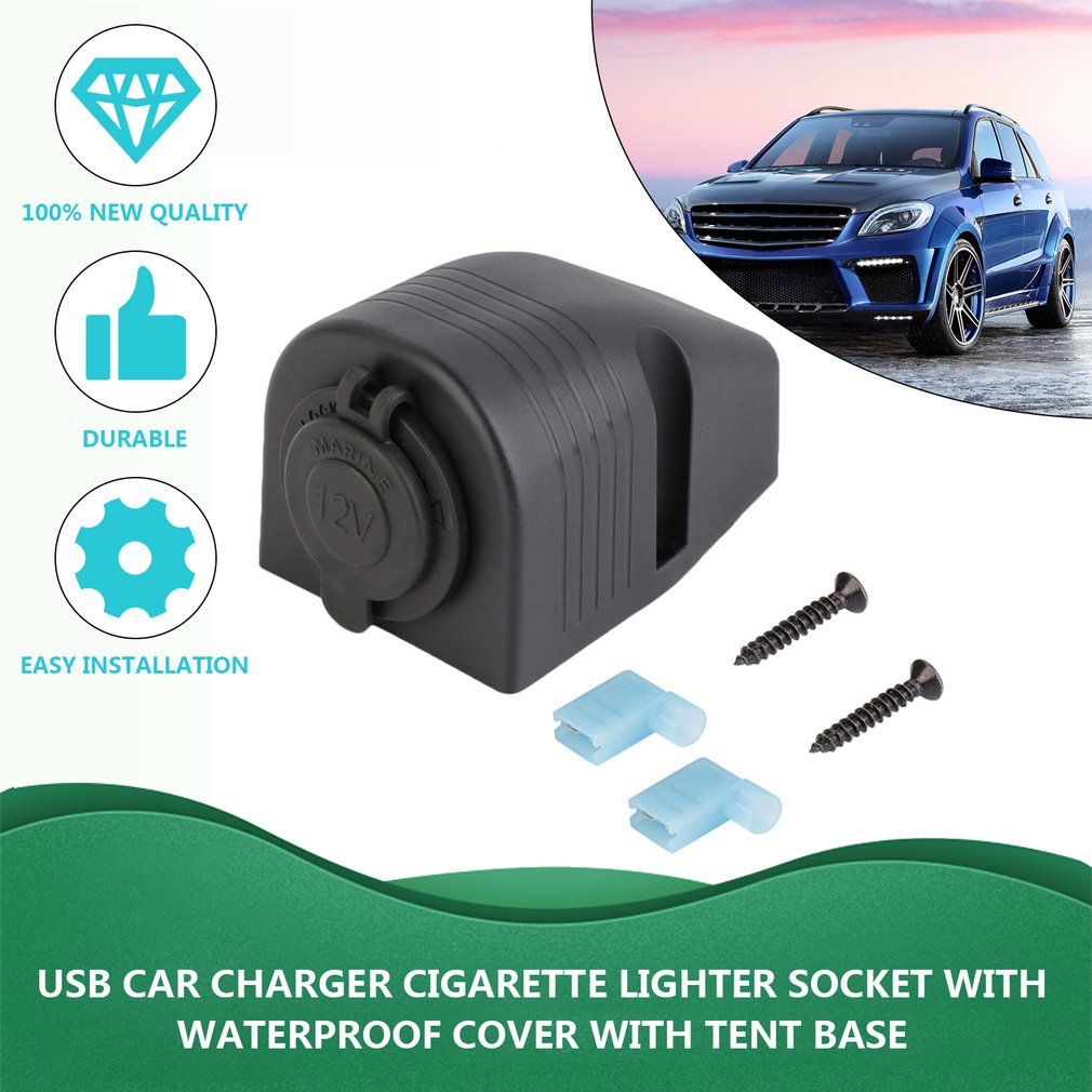 1PCS USB Car Charger Cigarette Lighter Socket With Waterproof Cover With Tent Base New Free Shipping