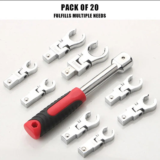 20pcs Torque Wrench Set Interchangeable Heads Flex Head Ratchet Wrench Set 8-19 image 0