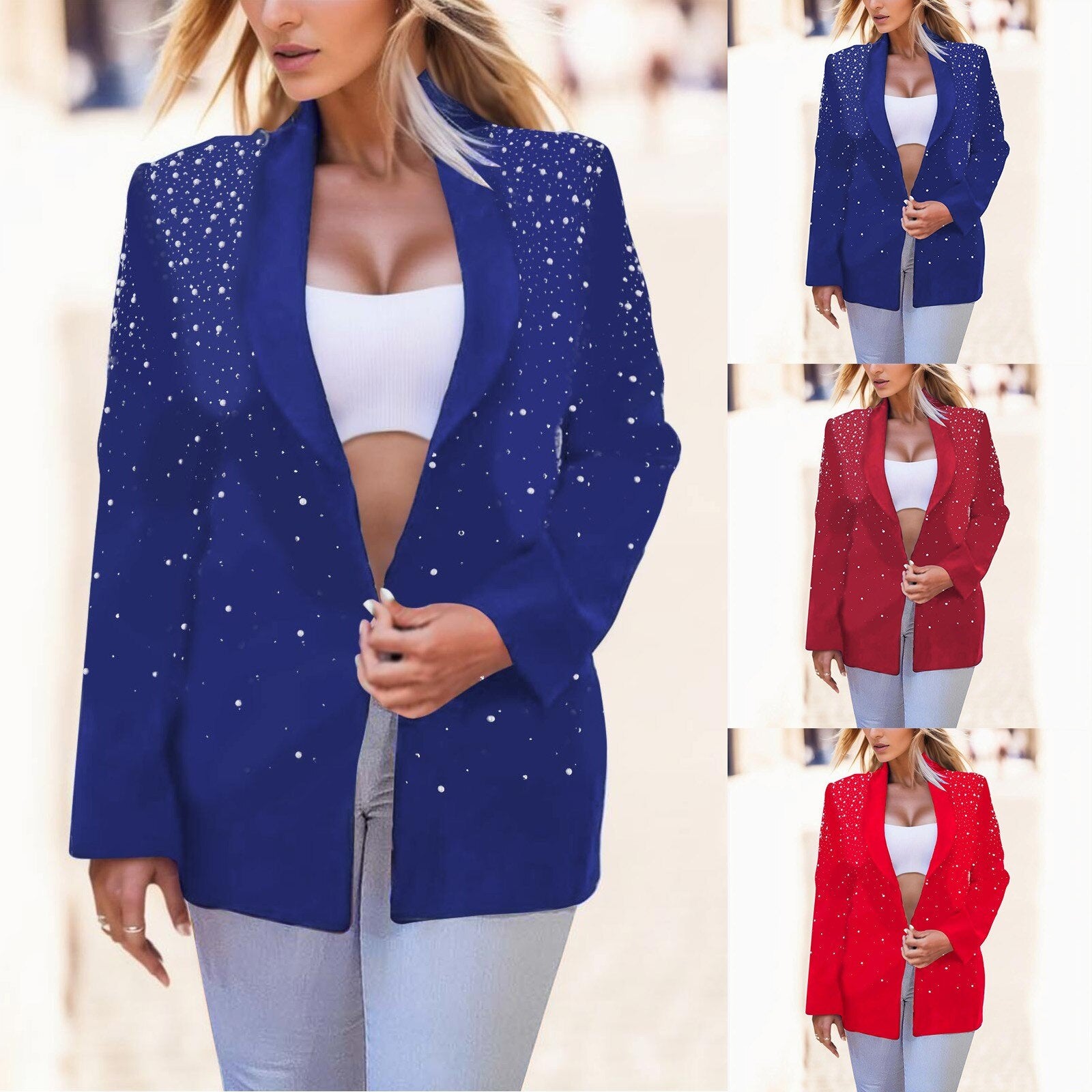 High Quality Ladies Blazer Suits Women Solid Color Bling Fashion Ins Single But image 7