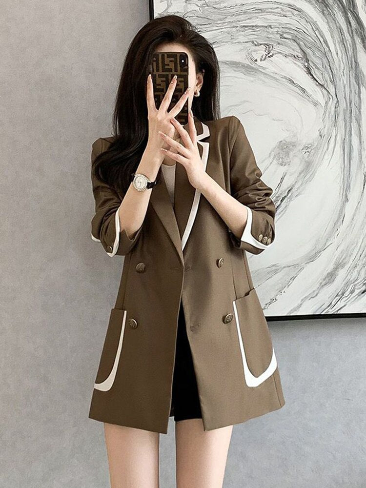 Oversize 4Xl Fashion Blazer Women Elegant Loose Long Sleeve Suit Coat Korean Of image 5