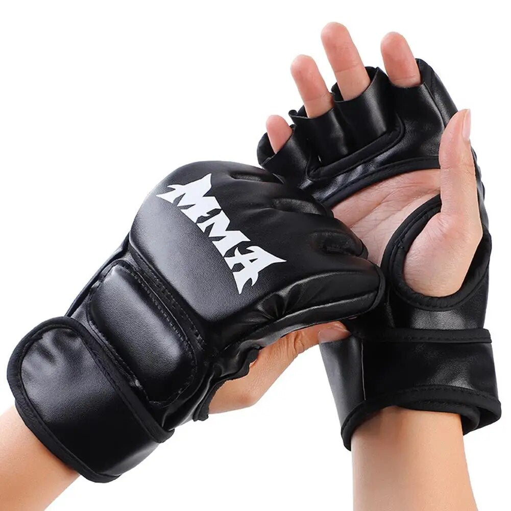 1 Pair Professional Boxing Gloves Half Finger Adult Thai PU Sandbag MMA Muay Ka image 5