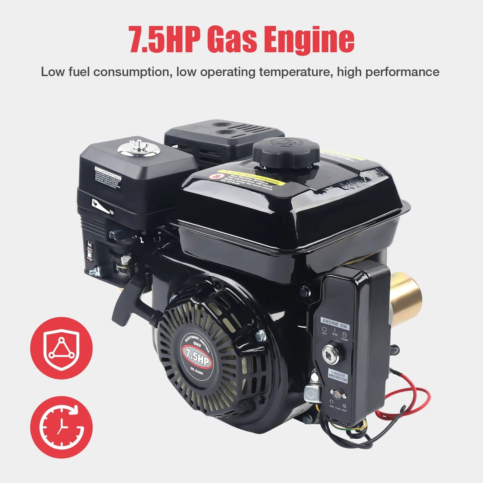 212CC 4-Stroke 7.5 HP Electric Start Horizontal Engine Go Kart Gas Engine Motor image 5