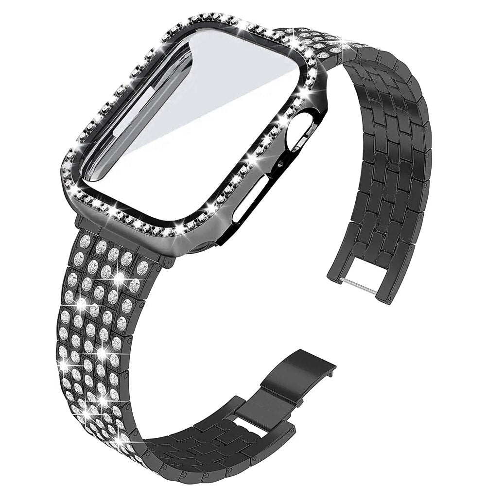 Metal Strap for Apple Watch Band 41mm 45mm 40mm 44mm Woman Diamond