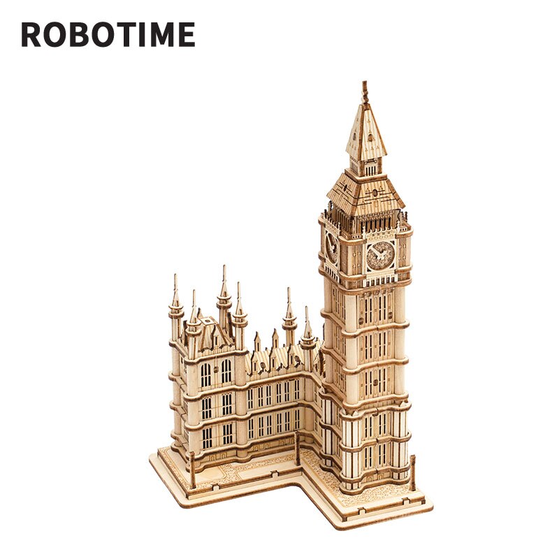 Robotime 3D Wooden Puzzle Game Big Ben,Tower Bridge for Children Adult Gift