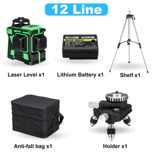 12 Lines 3D Laser Level Vertical Horizontal Cross Line Self-leveling Laser Level