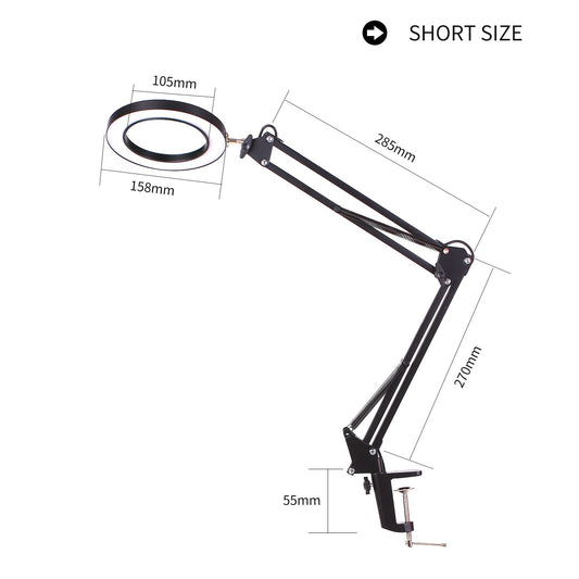 Foldable 5X Illuminated Magnifier for Soldering Iron Repair/Table Lamp/Skincare