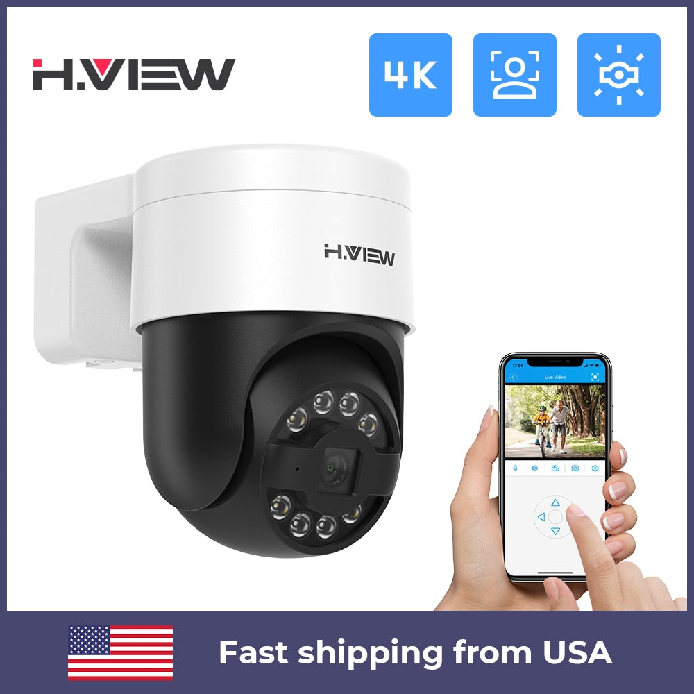 H.View Cctv Security Poe Ip Camera Ptz 5Mp 8mp 4K Dome Outdoor Audio Video