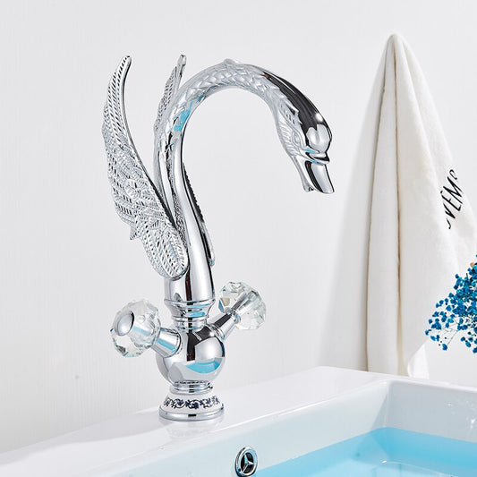 Rozin Luxury Golden Basin Faucet Golden Swan Shape Bathroom Faucet Soild