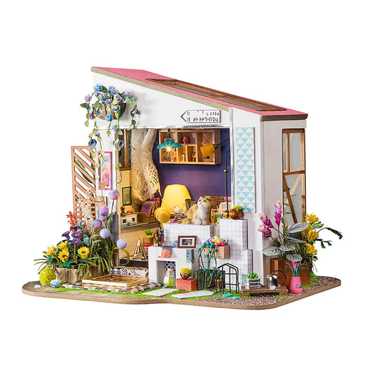 Robotime DIY Lily PORCH with Furniture Children Adult Dora LOFT Doll House