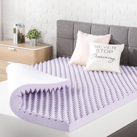 Mellow 3" Memory Foam Egg Crate Mattress Topper with Lavender Infusion