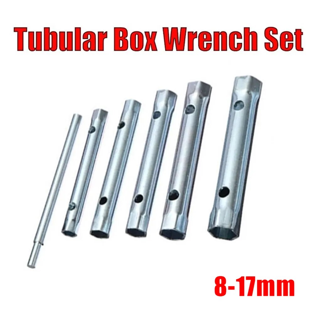 6Pcs 8-17mm Metric Tubular Box Wrench Set Tube Bar Spark-Plug Spanner For Autom image 2