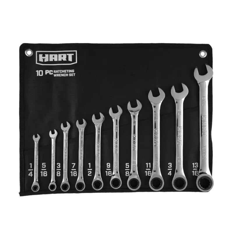 10-Piece SAE Ratcheting Wrenches Set with Tool Pouch image 1