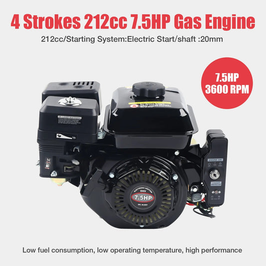 212CC 4-Stroke 7.5 HP Electric Start Horizontal Engine Go Kart Gas Engine Motor image 0