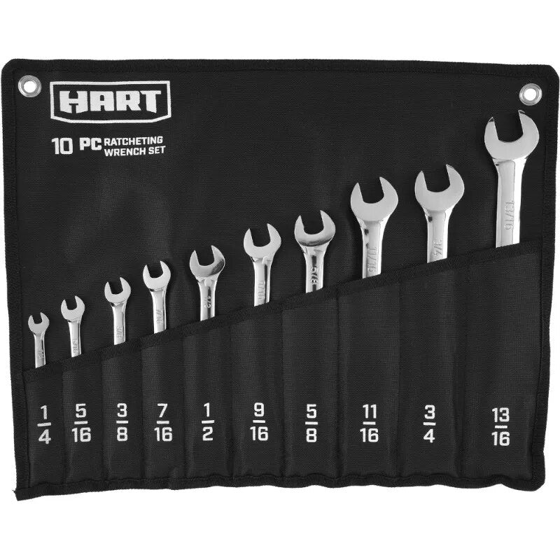 10-Piece SAE Ratcheting Wrenches Set with Tool Pouch image 0
