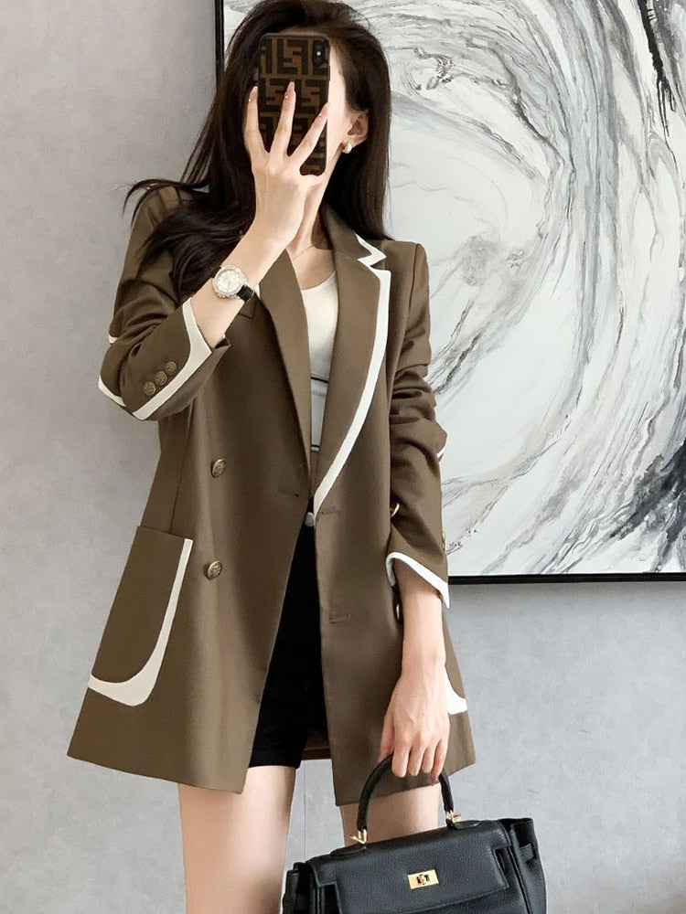 Oversize 4Xl Fashion Blazer Women Elegant Loose Long Sleeve Suit Coat Korean Of image 3