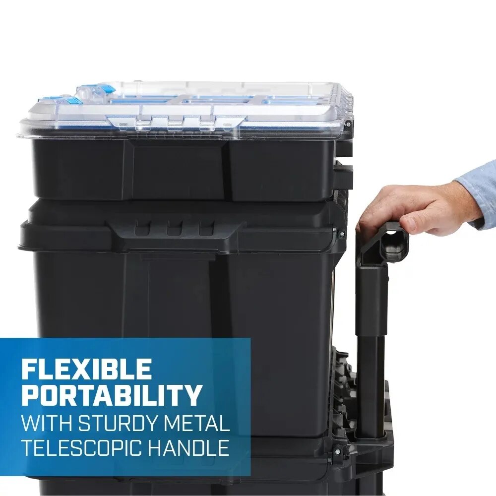 Stack Cart, Mobile Tool Box for Hardware Storage, Fits 7 Parts Modular Storage image 3