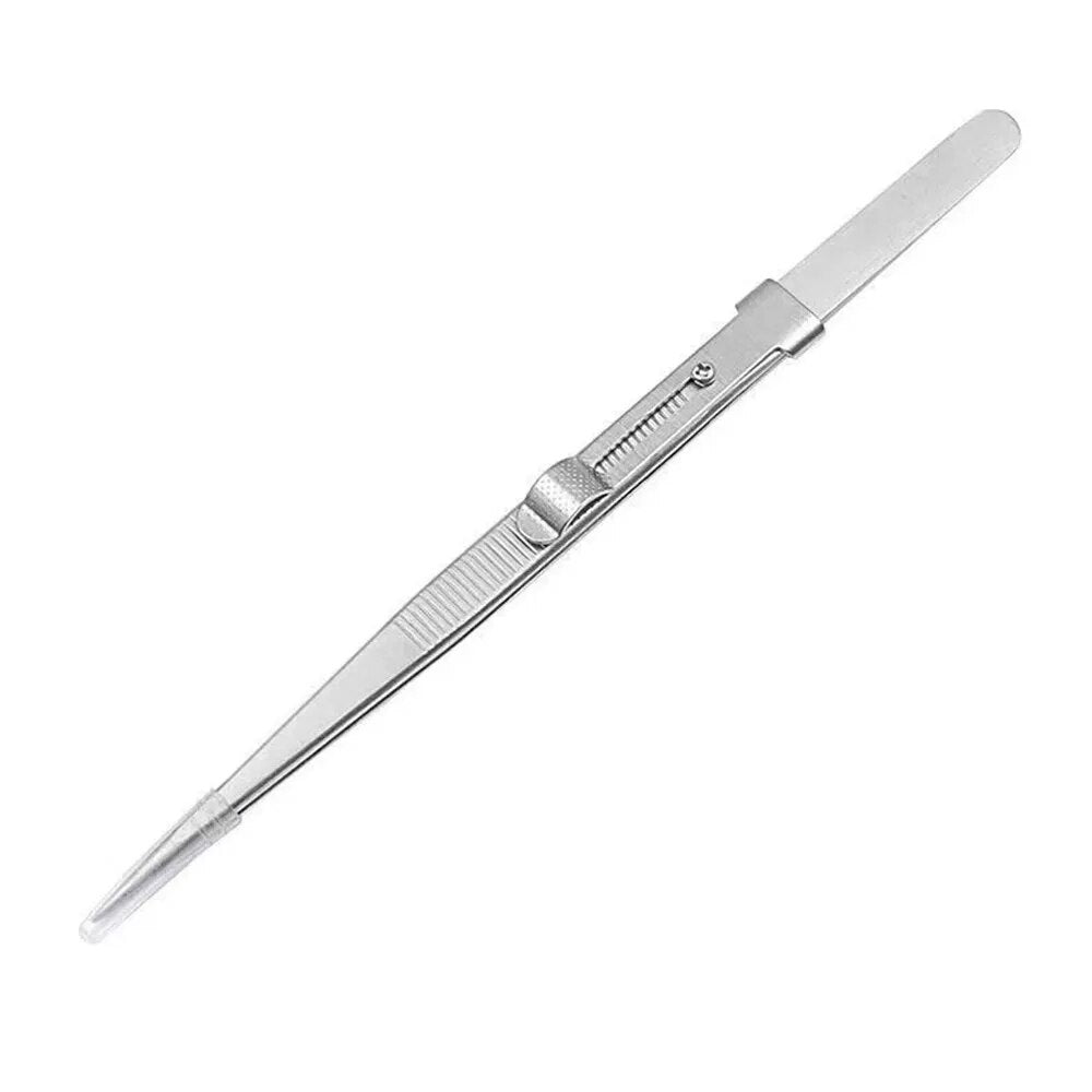 Stainless Steel Tweezers Adjustable Slide Lock Antistatic Tweezers Jewelry Maki image 7