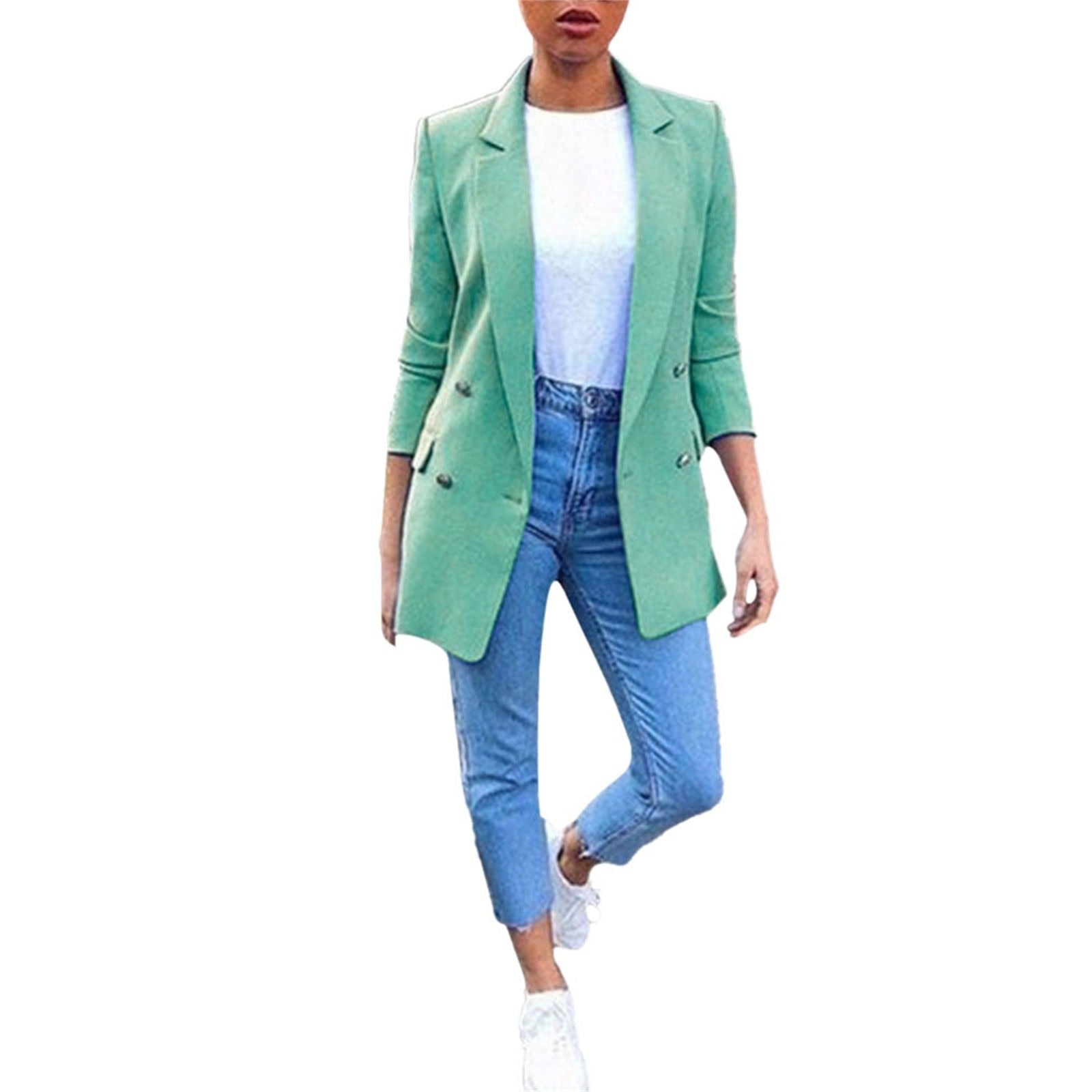 Women's Solid Color Suit Collar Long Sleeved Loose Fitting Suit Jacket image 2
