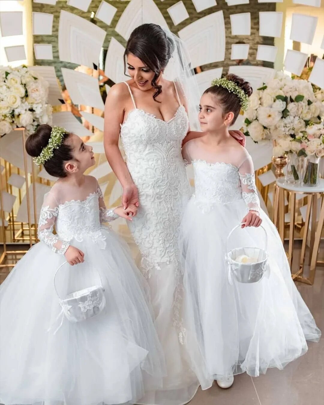 BABYONLINE Long Sleeve White Ivory Flower Girl Dresses for Wedding Guest Child image 5