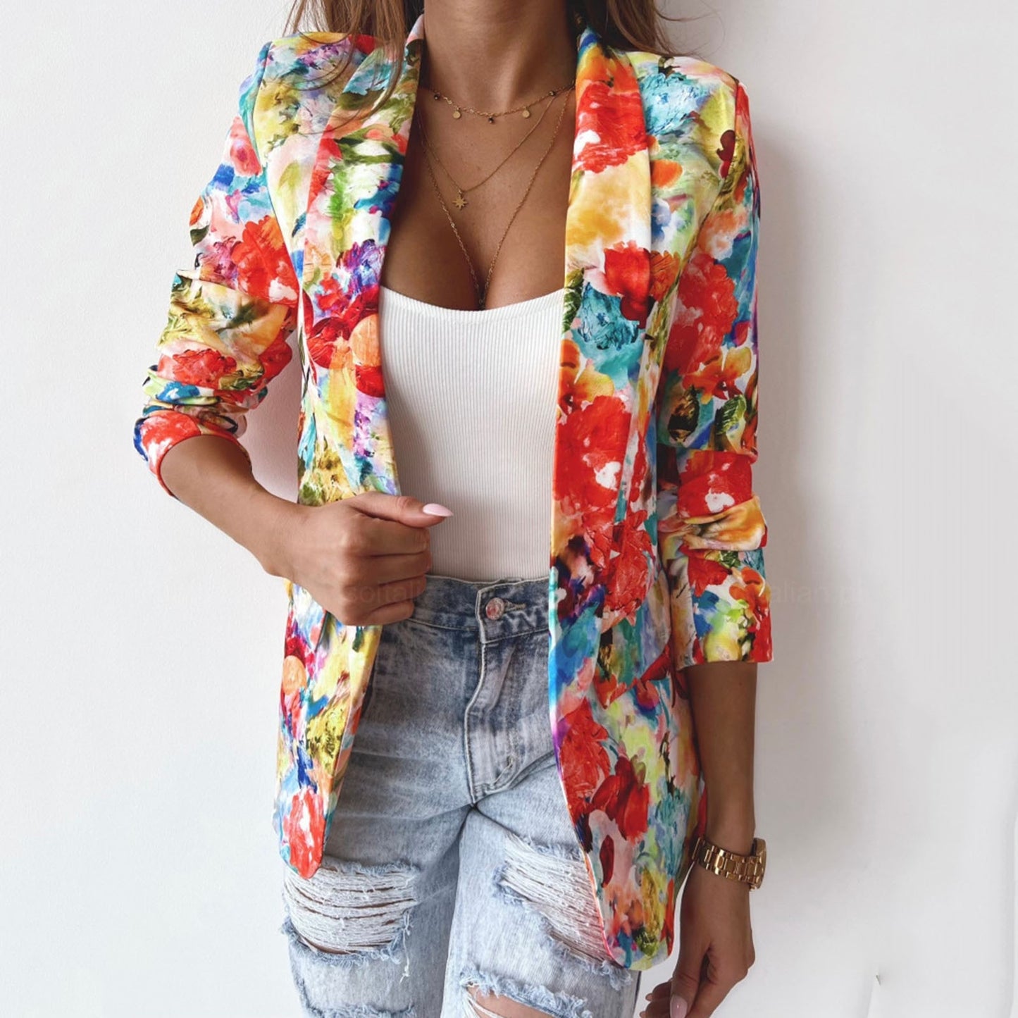 Fashion Clothing Women Fashion Casual Multicolor Printed Suit And Long Trousers image 3