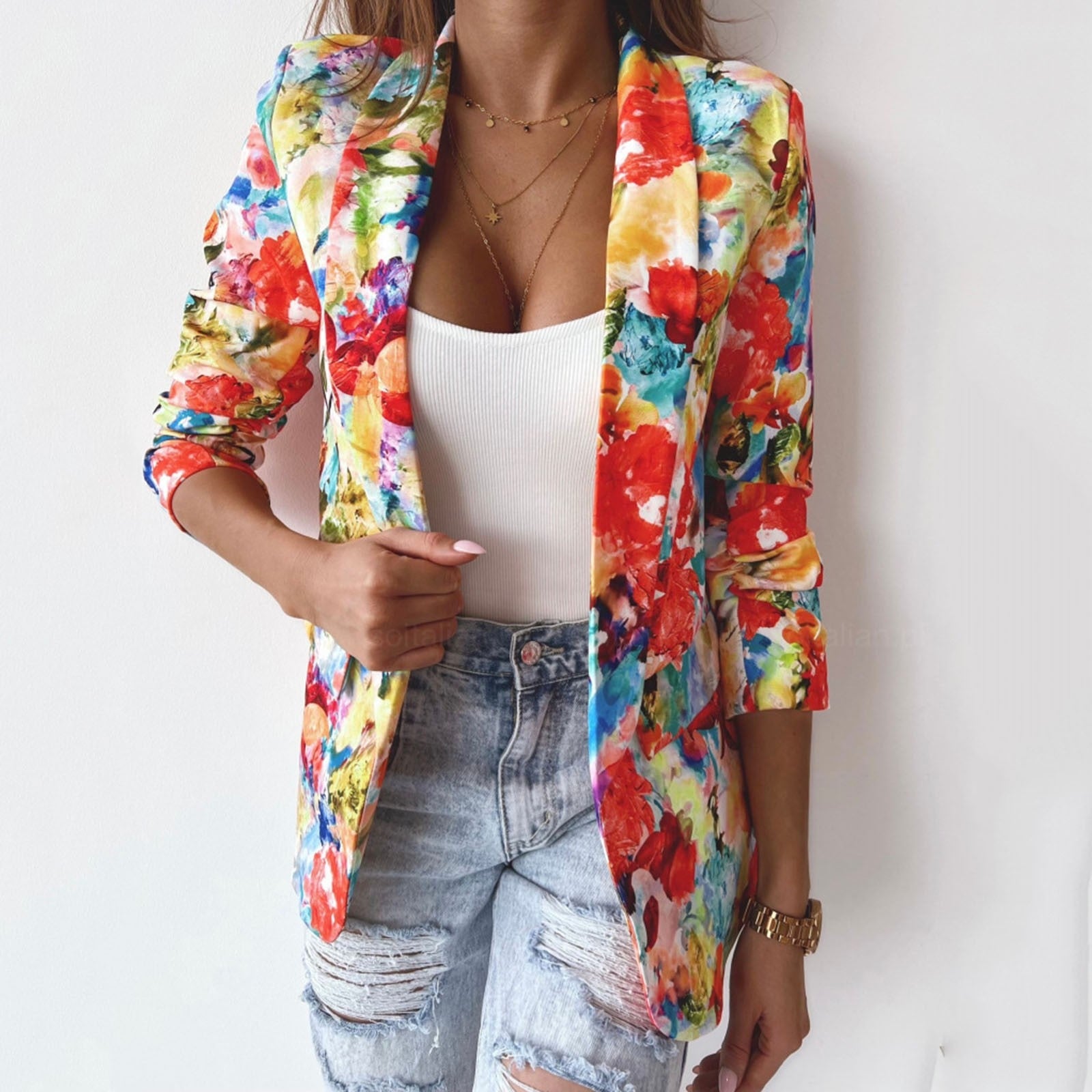 Fashion Clothing Women Fashion Casual Multicolor Printed Suit And Long Trousers image 3