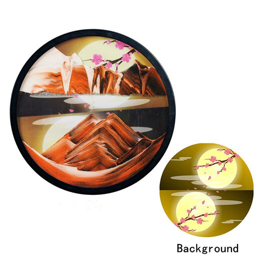 12-24inch Art Picture Round Glass Sandscape In Motion Flowing Sand Frame image 0