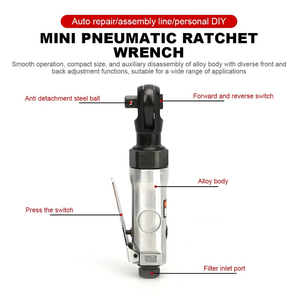 Heavy Straight Pneumatic Wrench 90 Degree Ratchet Spanner Right Angle Pneumatic image 5