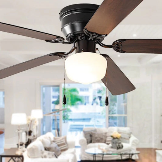 Mainstays 52 inch Hugger Indoor Ceiling Fan with Light Kit, Black, 5 Blades,, R image 0
