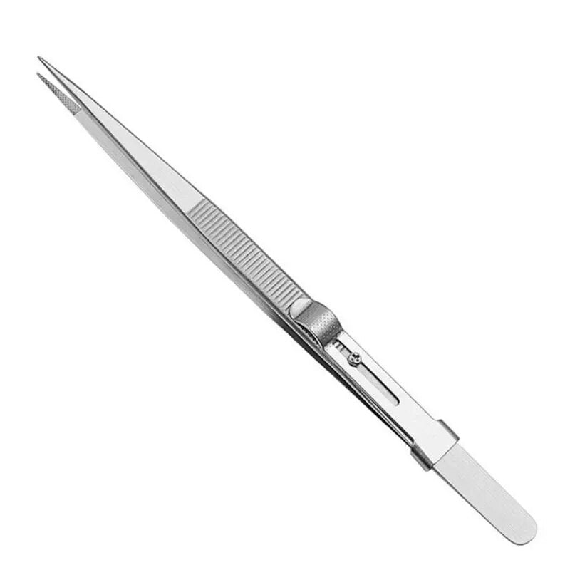 Stainless Steel Tweezers Adjustable Slide Lock Antistatic Tweezers Jewelry Maki image 3