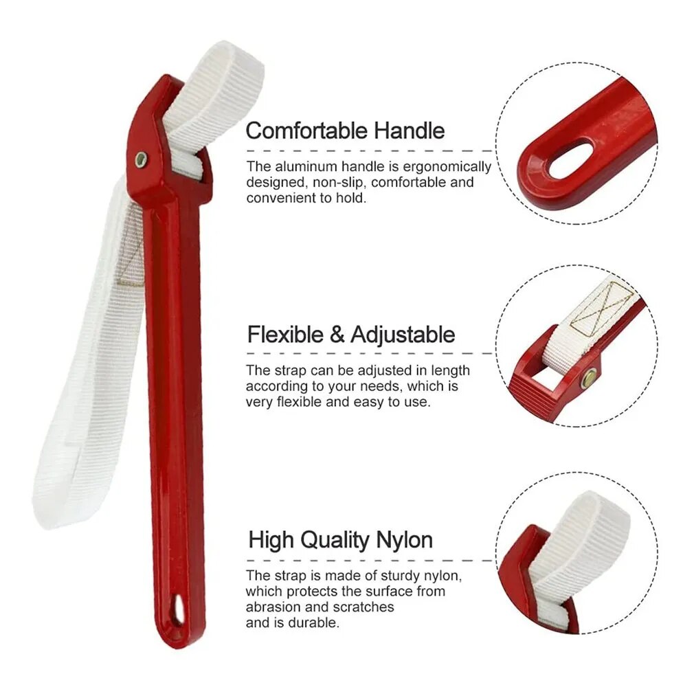 Hot 12'' Oil Filter Handle Belt Strap Anti-sliding Wrench Adjustable Nylon Stra image 1
