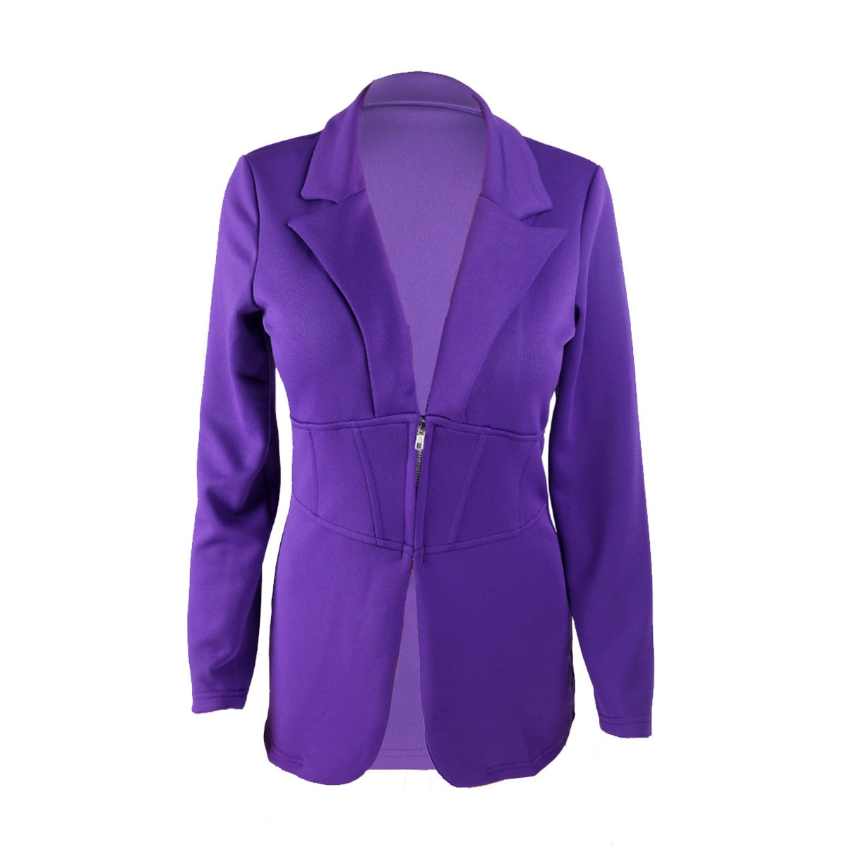 Purple High Waist Blazer Coat Fashion Slim Tops Women Solid Color Long Sleeve J image 2