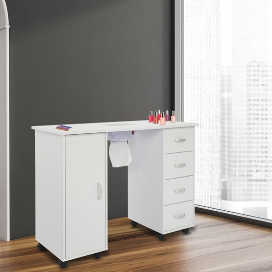 Portable nail table, nail art work table, single door 4 drawers with fan, locka image 0