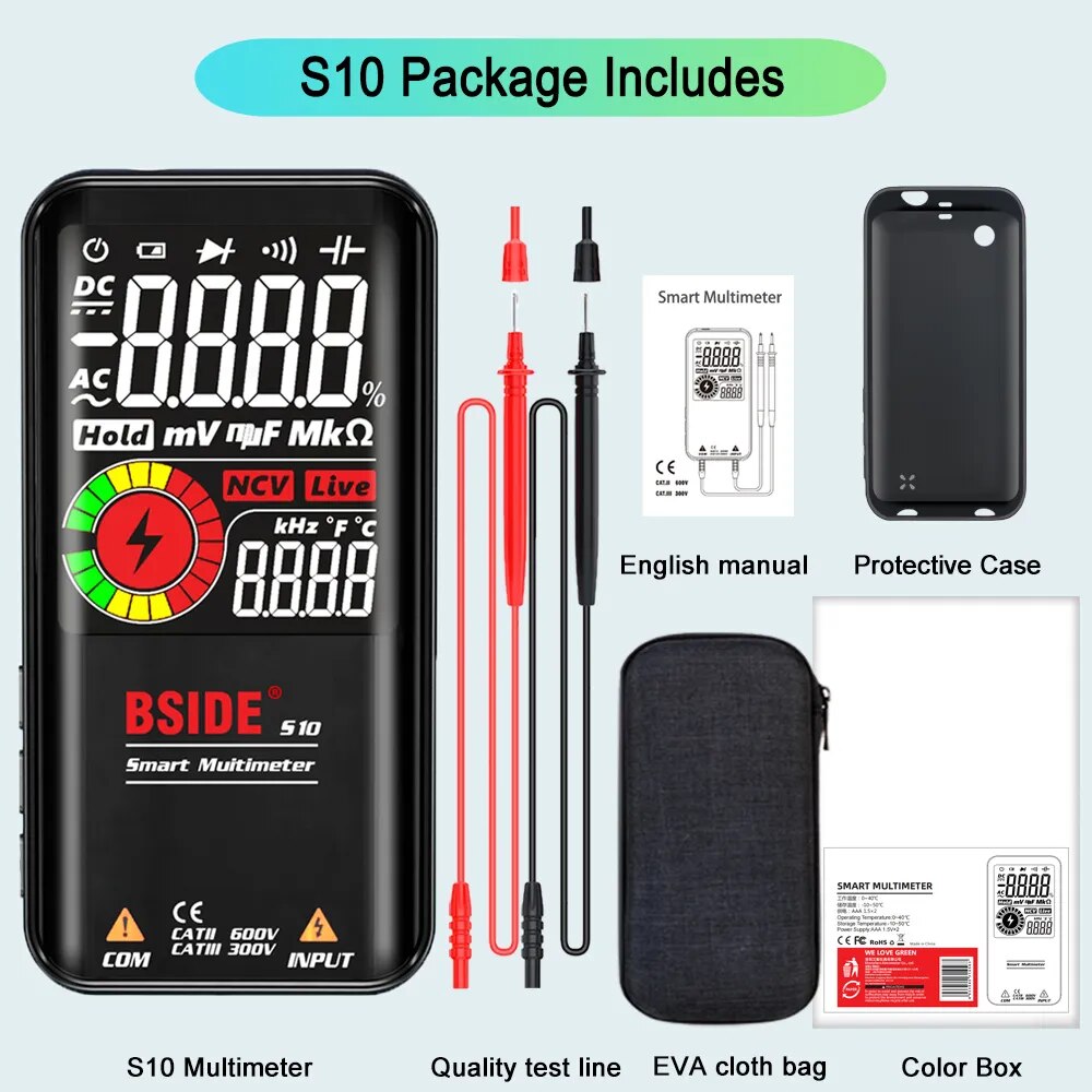 BSIDE Digital Multimeter Smart Electrician Tester USB Charge T-RMS DC AC Voltag image 0