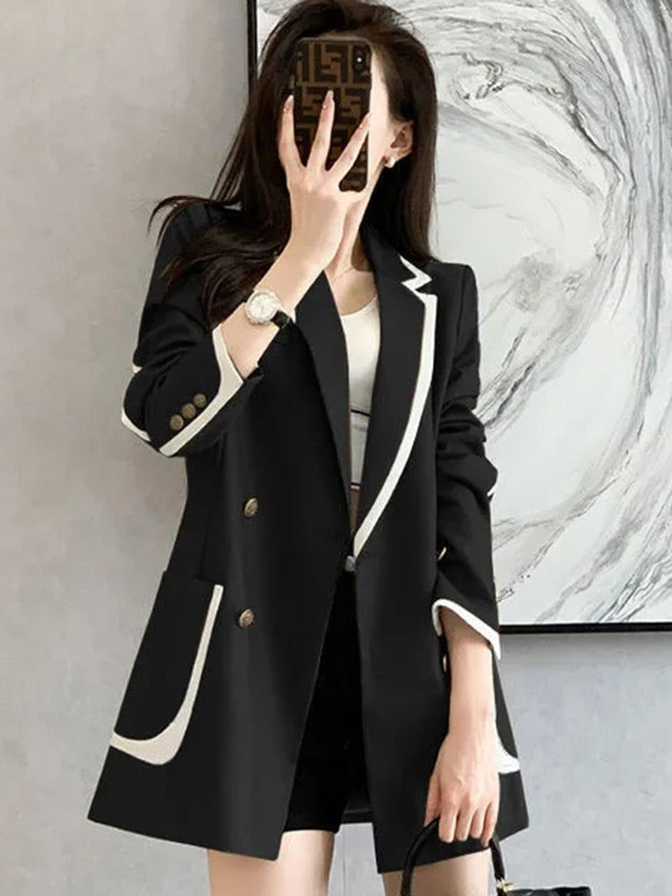 Oversize 4Xl Fashion Blazer Women Elegant Loose Long Sleeve Suit Coat Korean Of image 4